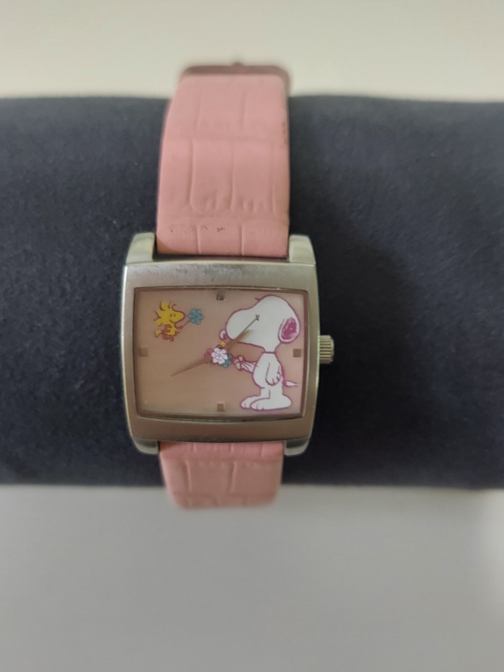 RARE Limited Edition Fossil Pink Snoopy & Woodstock Square Dial Watch